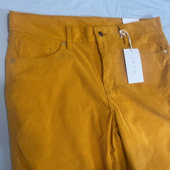 NWT MNML Yellow Corduroy 34 x 30 Strapped Carpenter Work Pants Y2K Utility - Picture 4 of 11